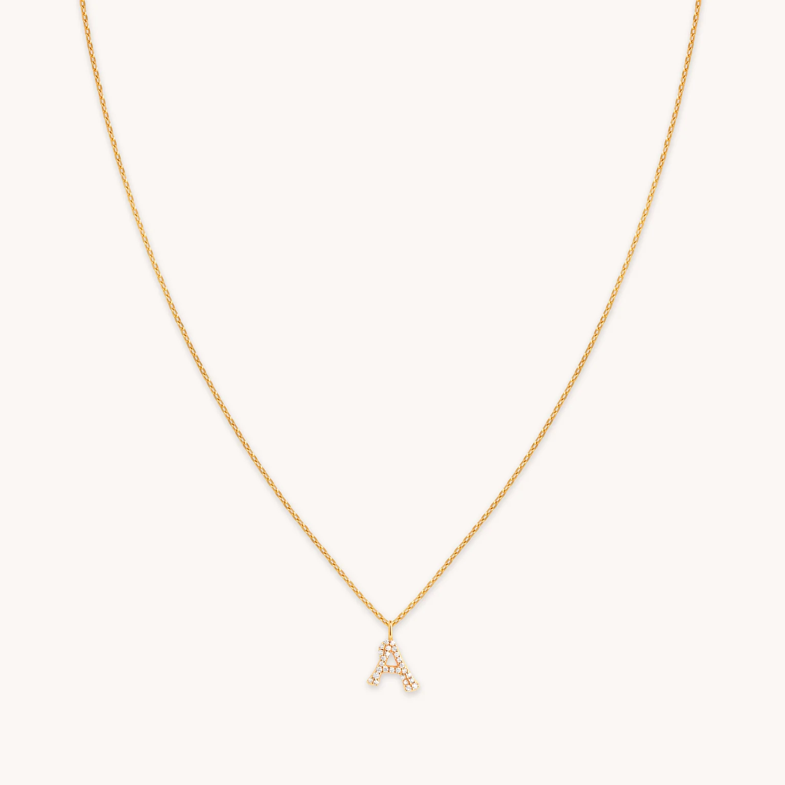 Astrid & Miyu A Initial Pave Pendant Necklace in Gold