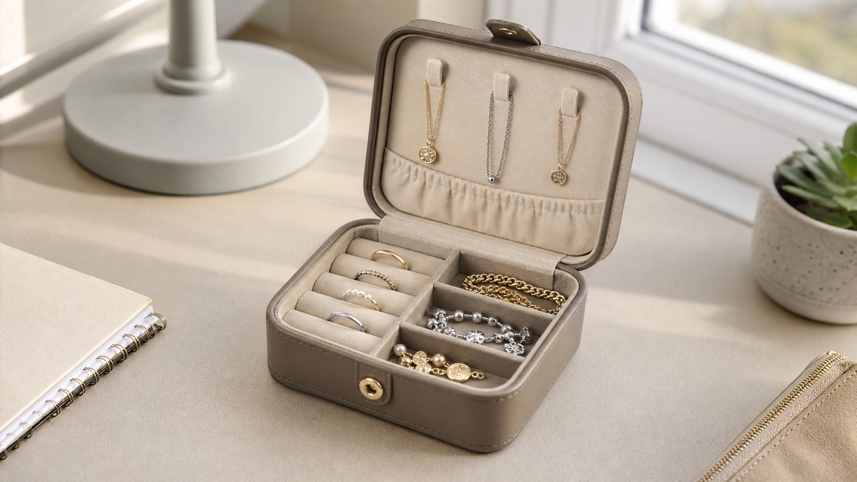 Stackers Mini Jewellery Box Taupe