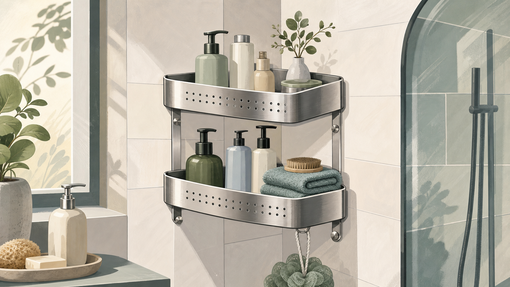 IKEA BROGRUND stainless steel corner wall shelf for bathroom storage